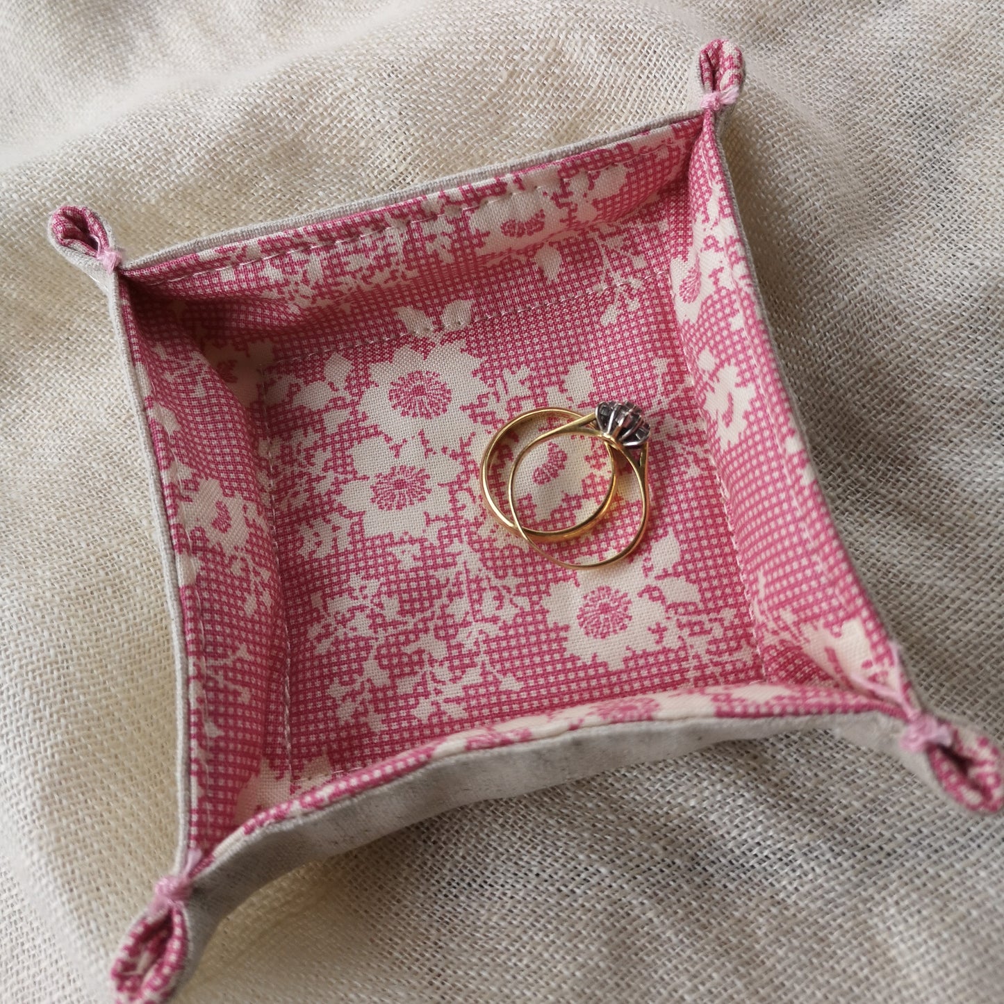 Pink Floral Fabric Tray