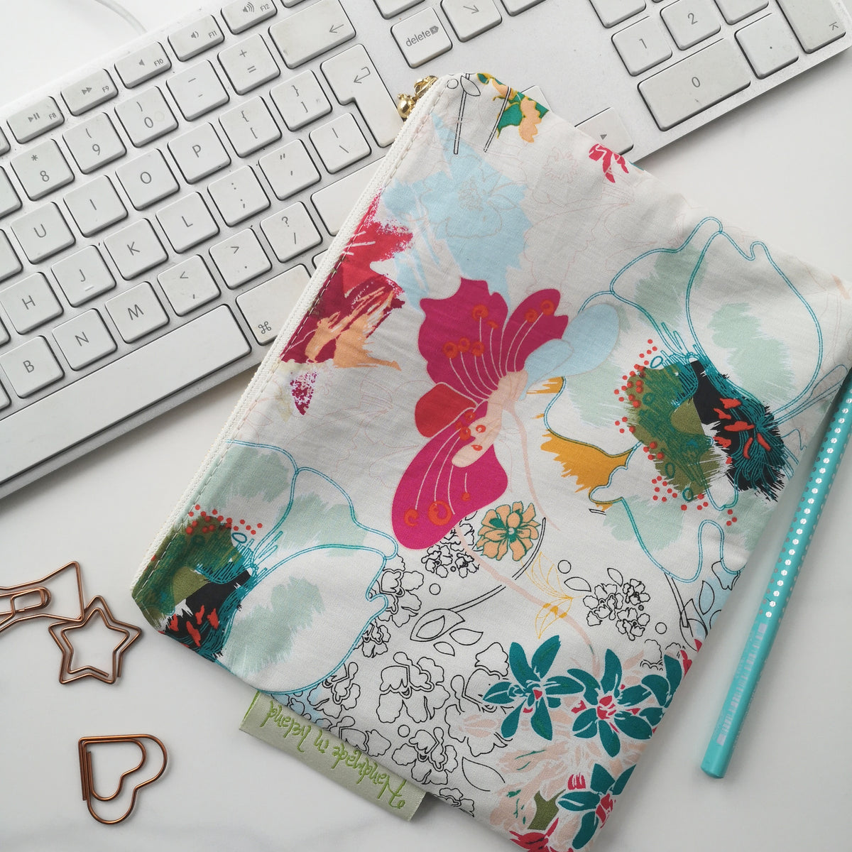 White Floral Makeup bag