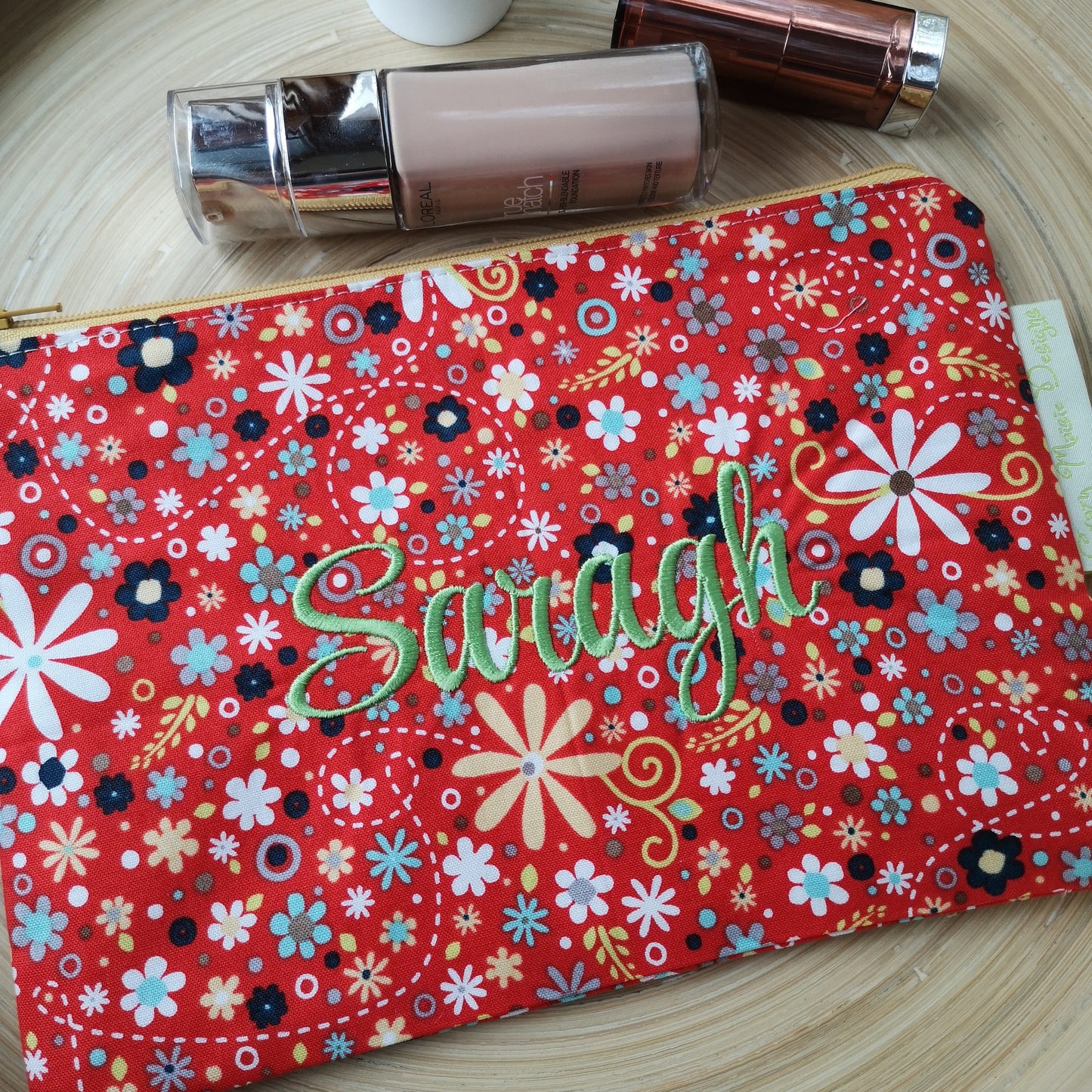 Red Daisy Makeup Bag