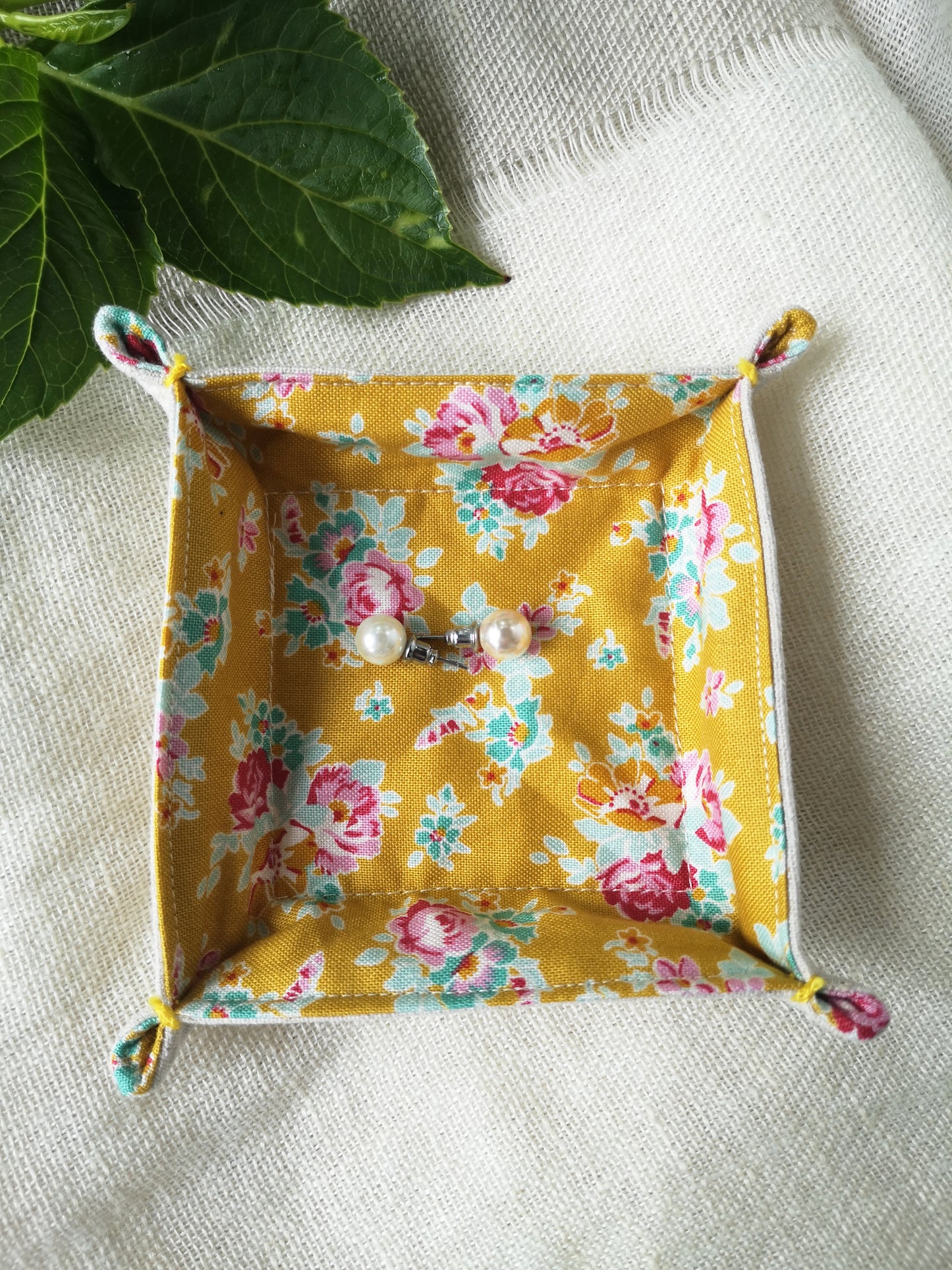 Yellow Floral Fabric Tray