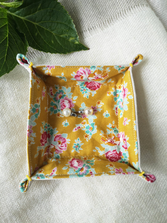 Yellow Floral Fabric Tray