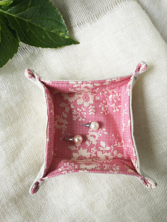 Pink Floral Fabric Tray