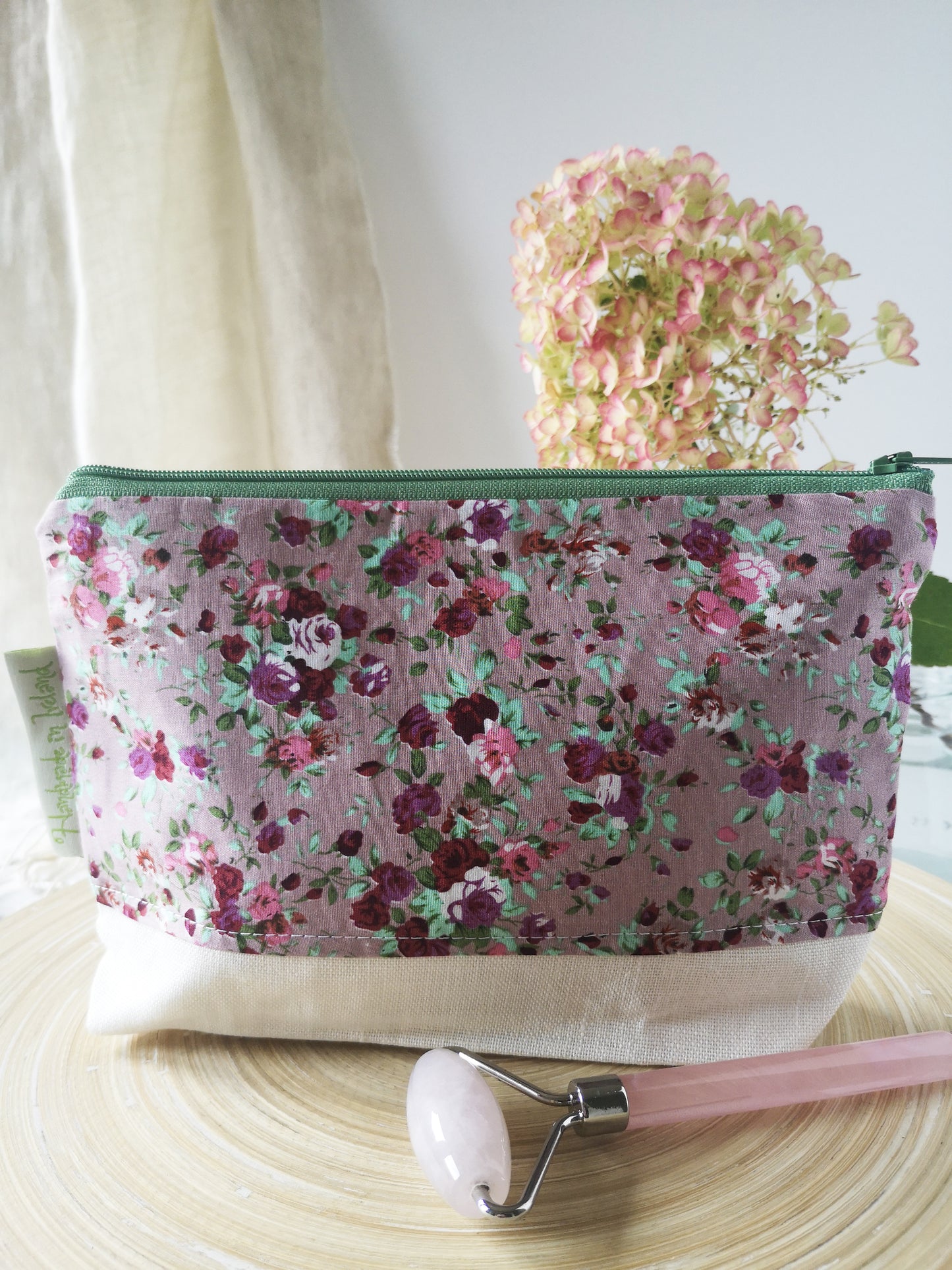 Mauve floral Makeup Bag