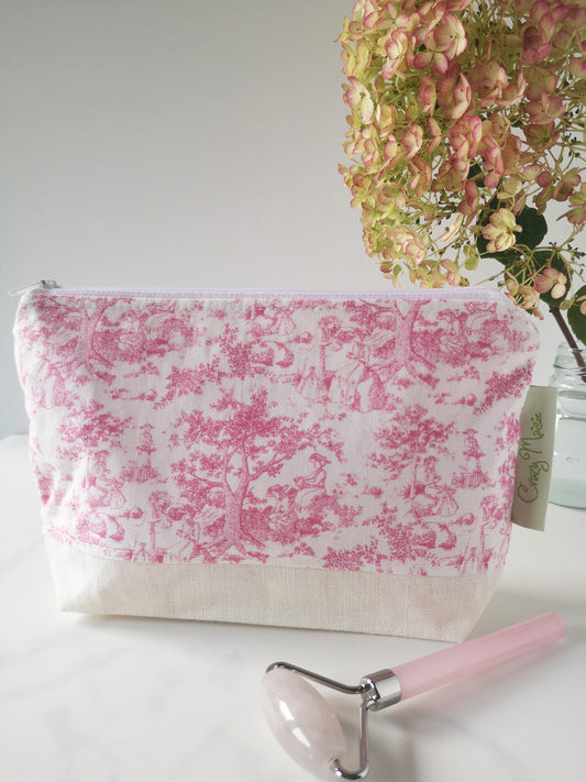 Pink Toile Makeup Bag