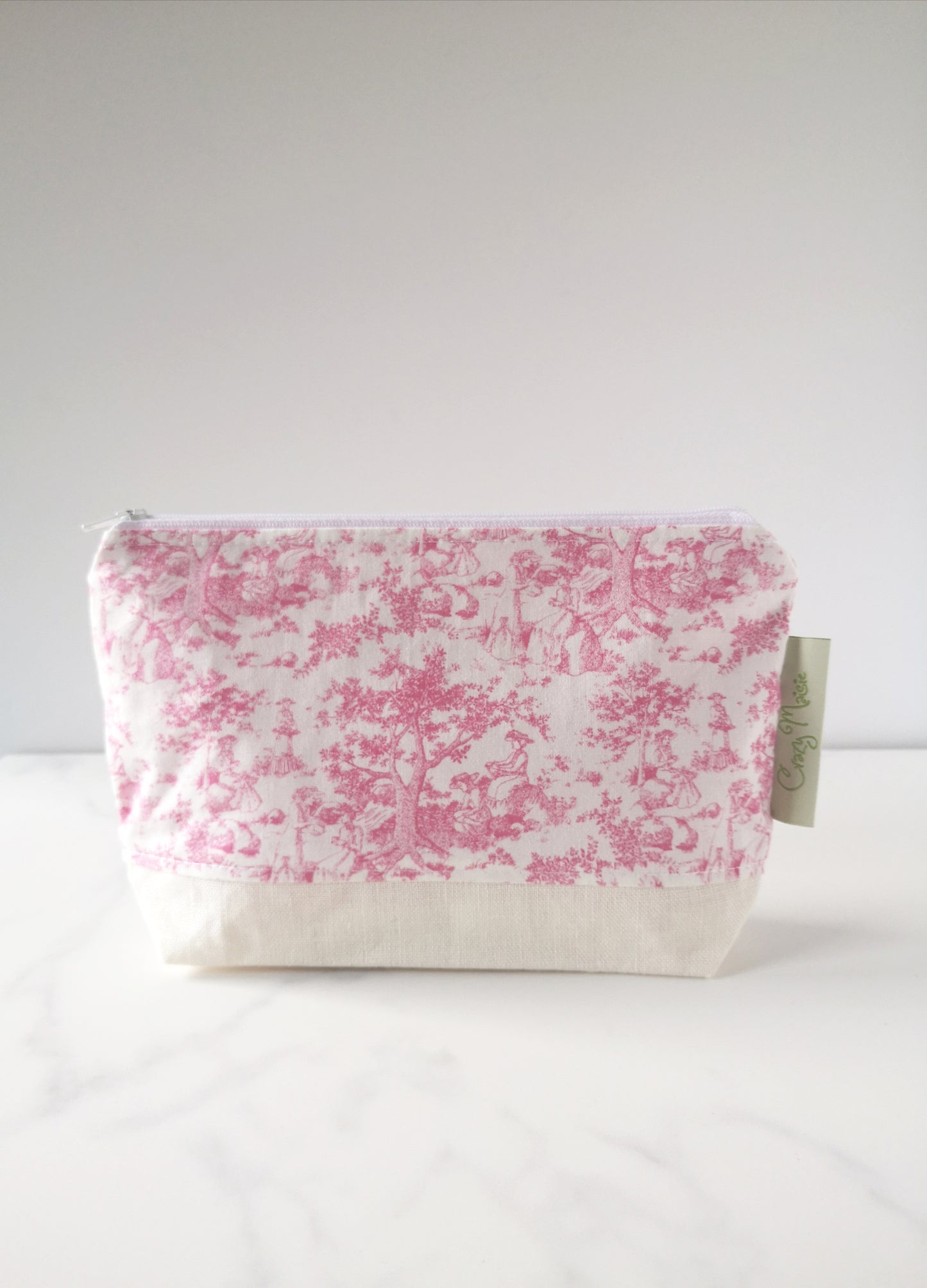 Pink Toile Makeup Bag