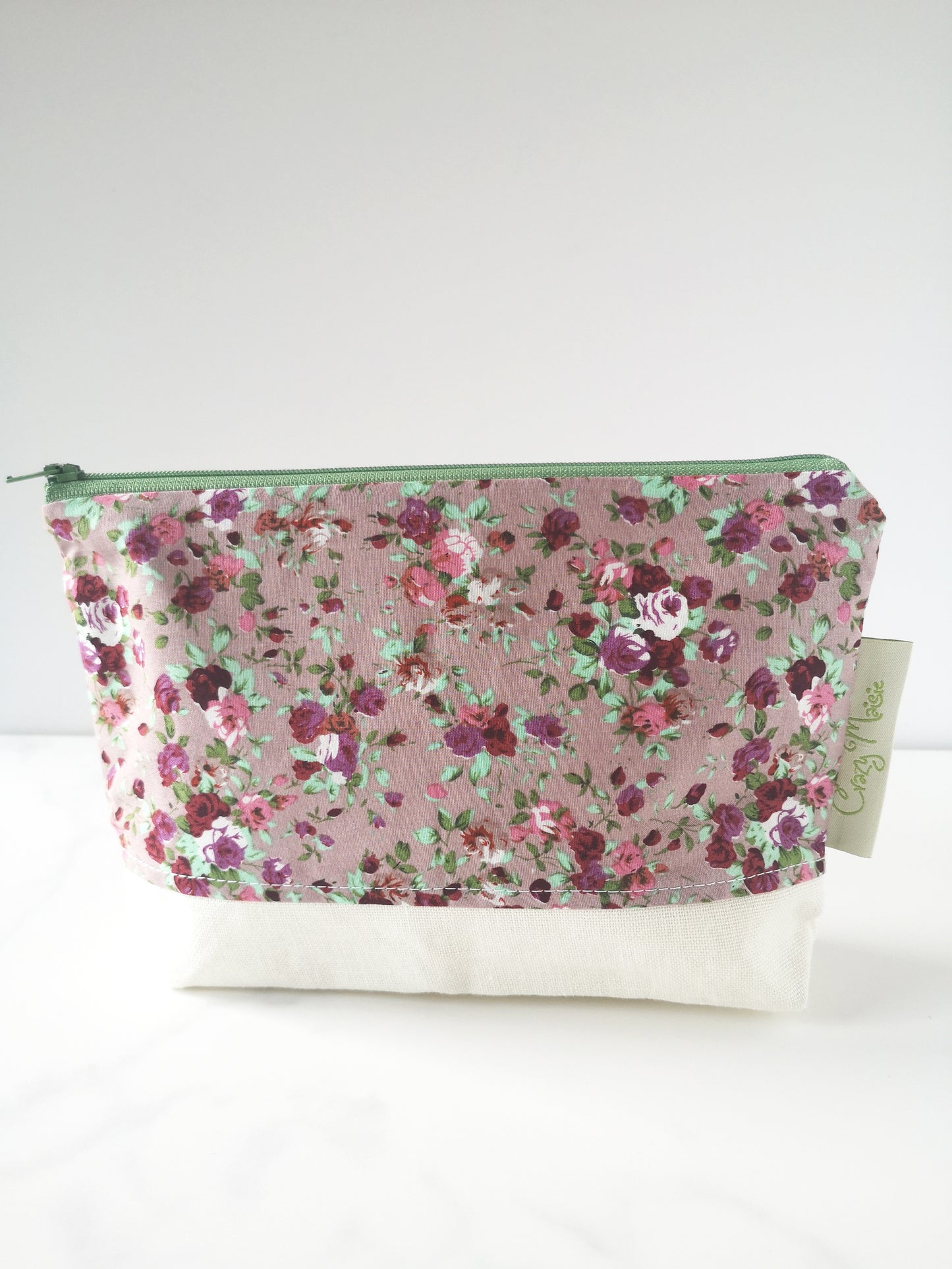 Mauve floral Makeup Bag