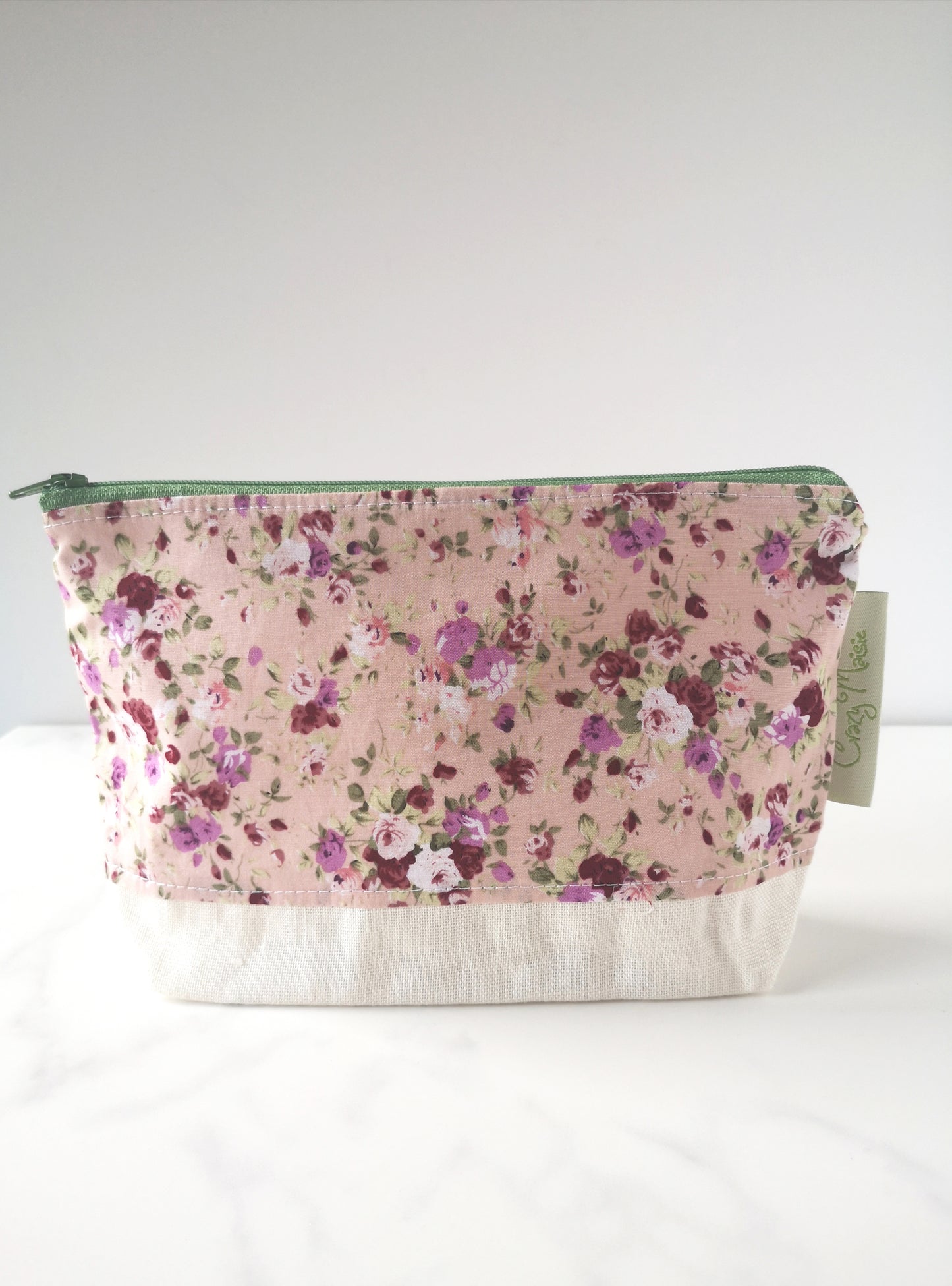 Pink Floral Makeup Bag