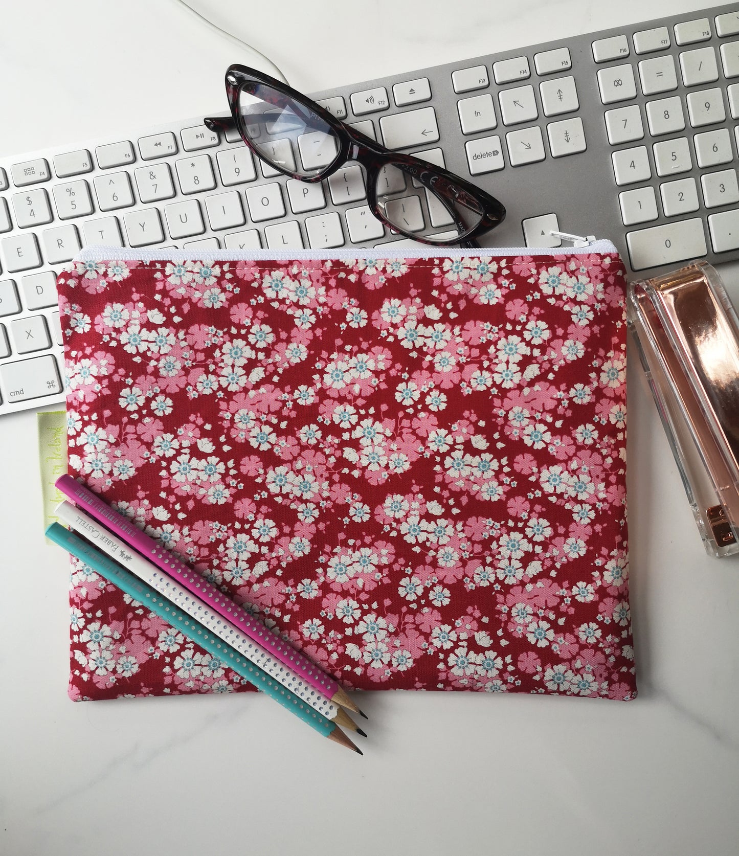 Aster Carmine Zipper Pouch