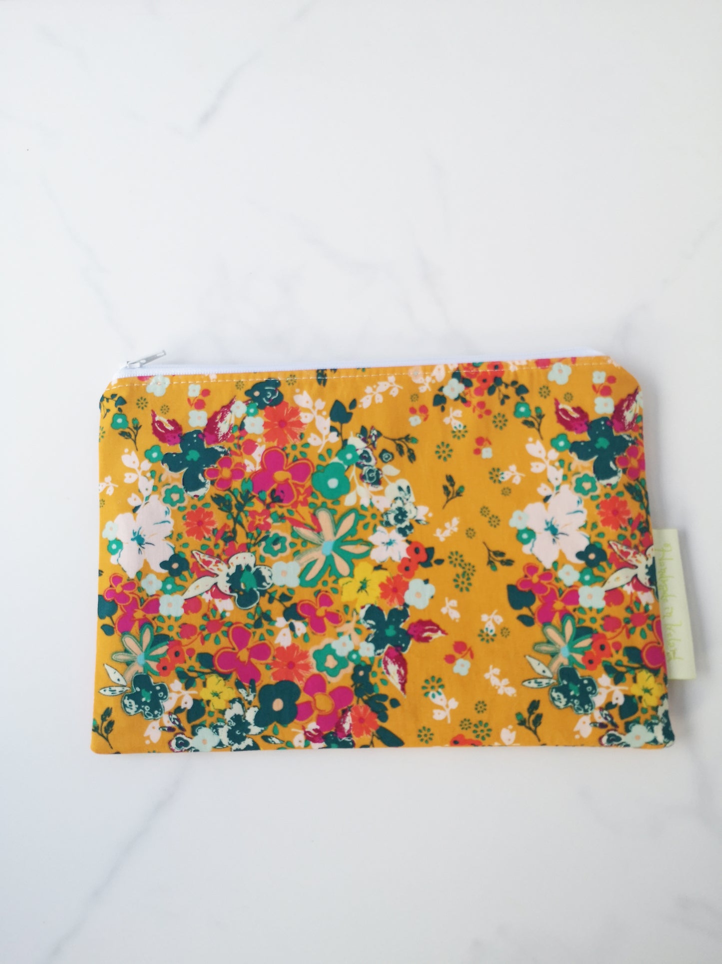 Orange Floral Makeup Bag