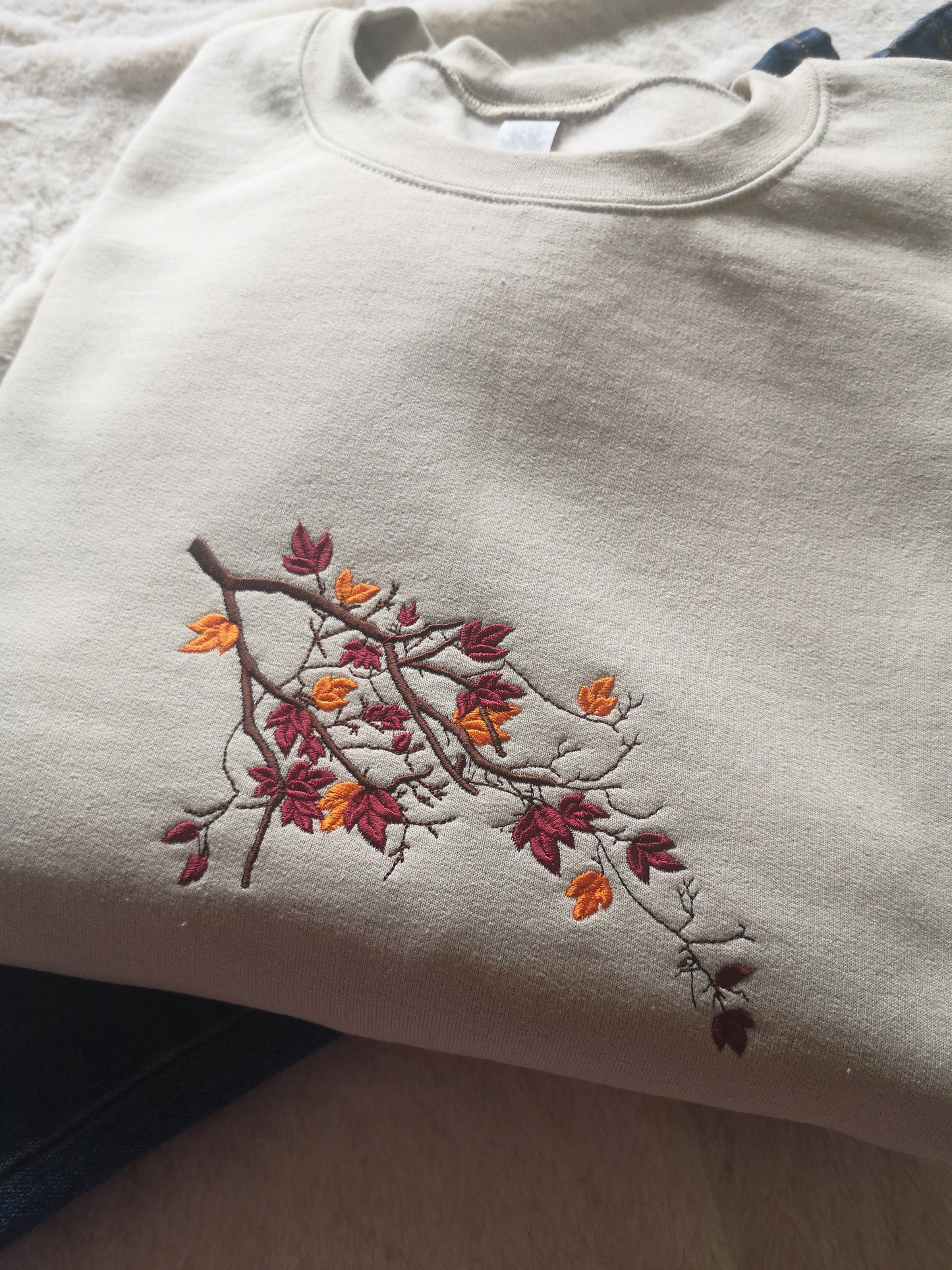 Autumn leaves embroidered sweatshirt