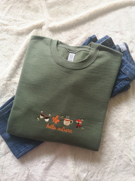 Hello Autumn Embroidered Sweatshirt