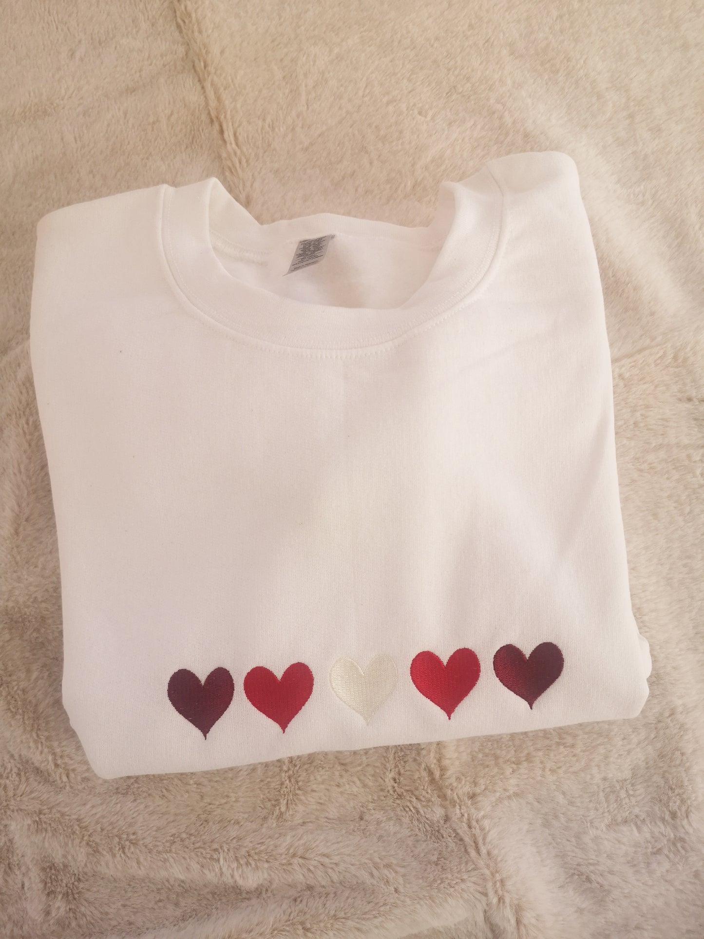 Embroidered Hearts Sweatshirt | crewneck |