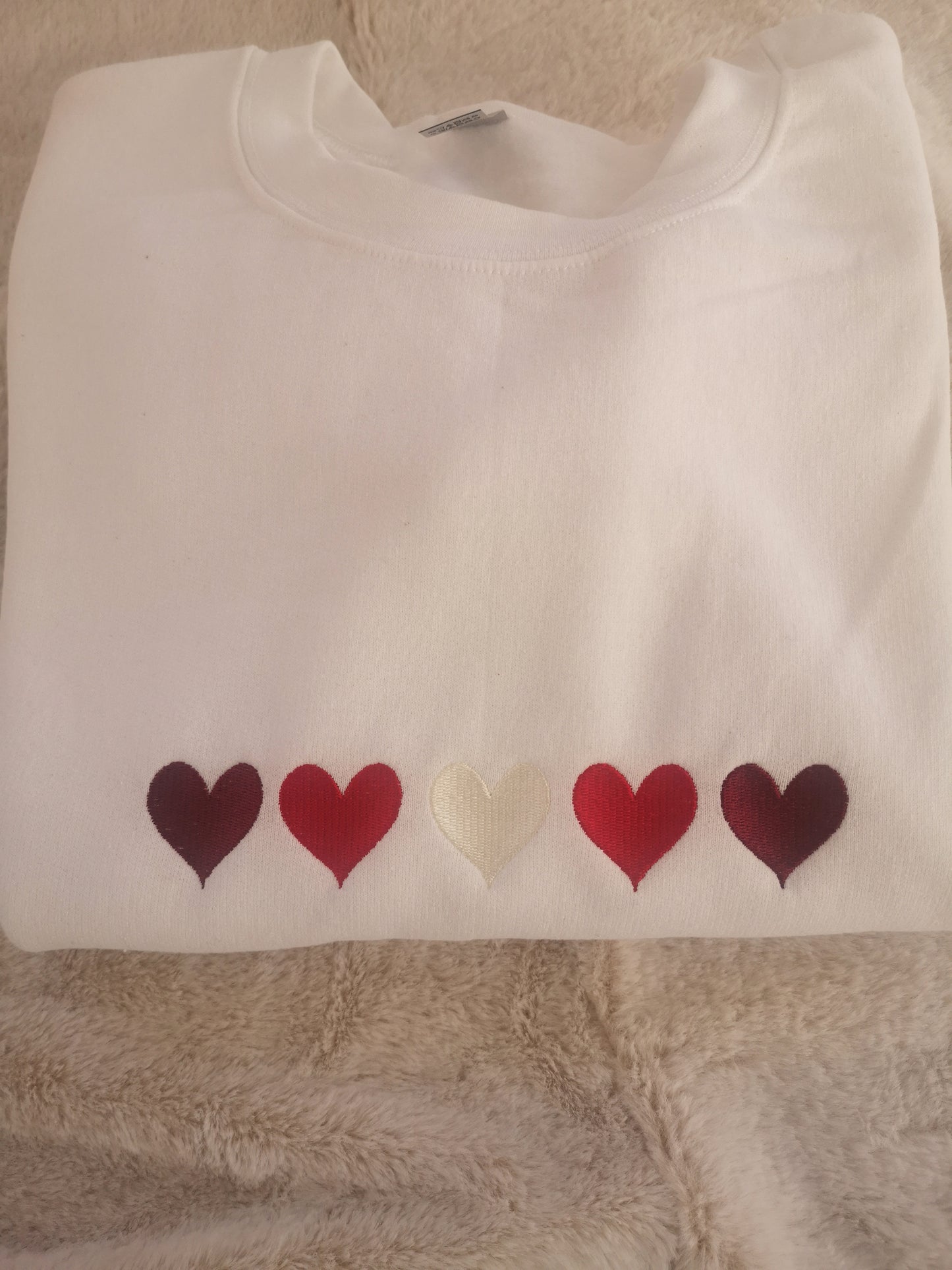 Embroidered Hearts Sweatshirt | crewneck |