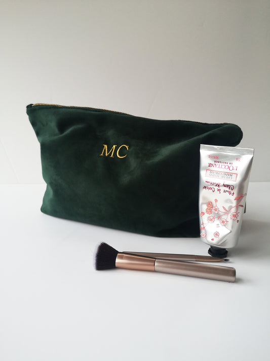 Velvet Embroidered Personalised Pouch