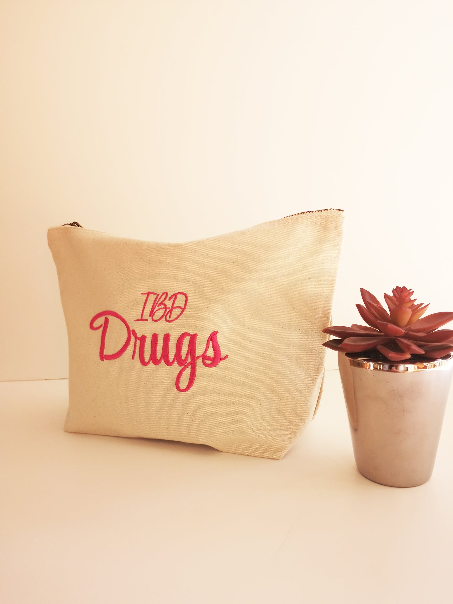 Personalised Embroidered Large Pouch | Cotton Canvas Zip Bag
