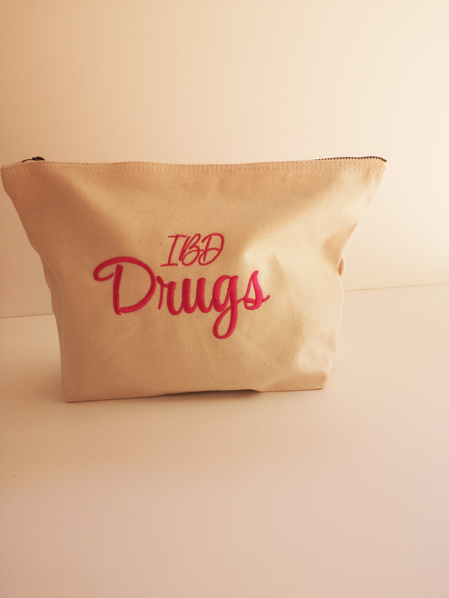 Personalised Embroidered Large Pouch | Cotton Canvas Zip Bag