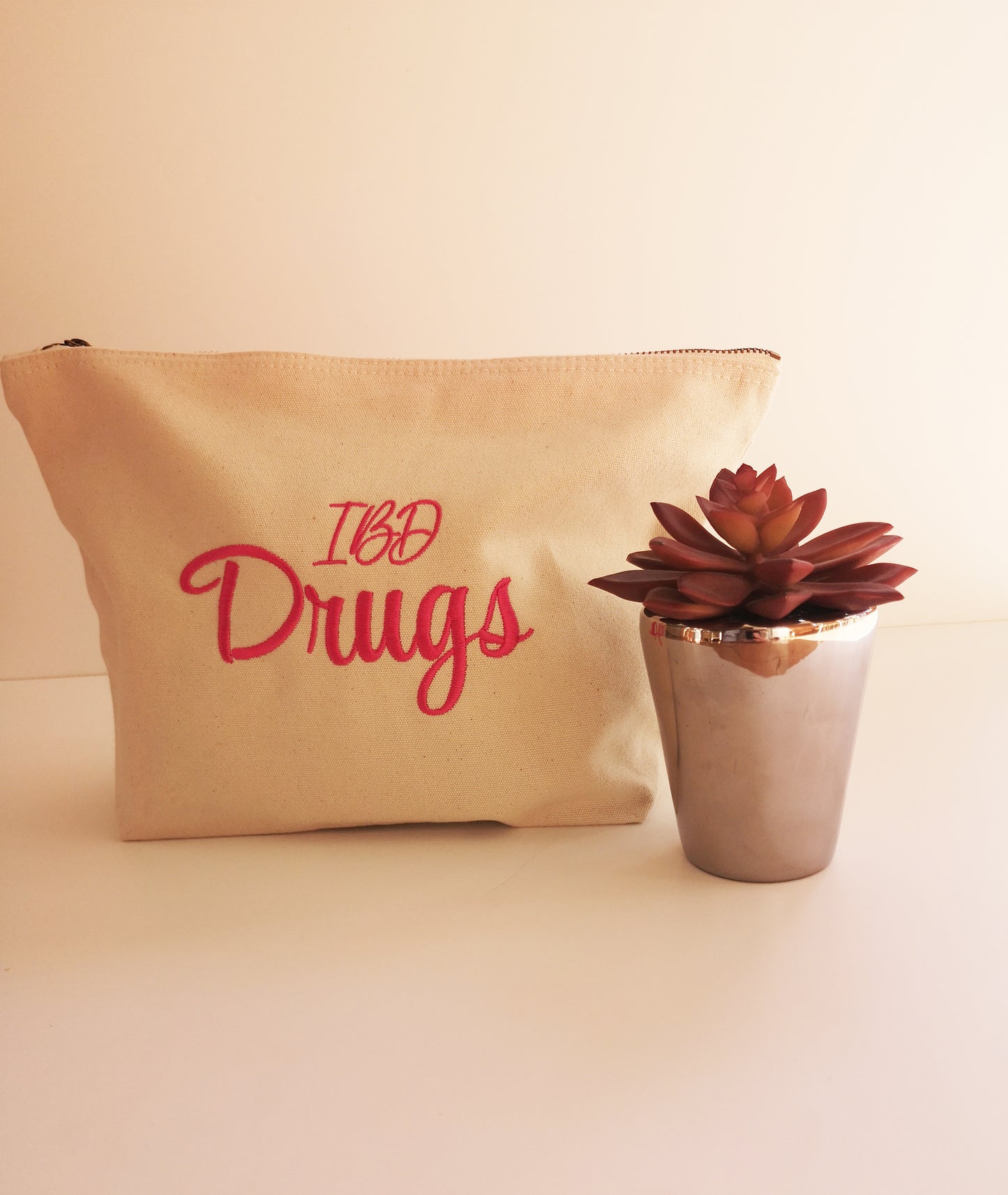 Personalised Embroidered Large Pouch | Cotton Canvas Zip Bag