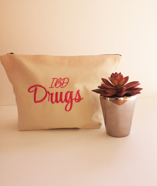 Personalised Embroidered Large Pouch | Cotton Canvas Zip Bag