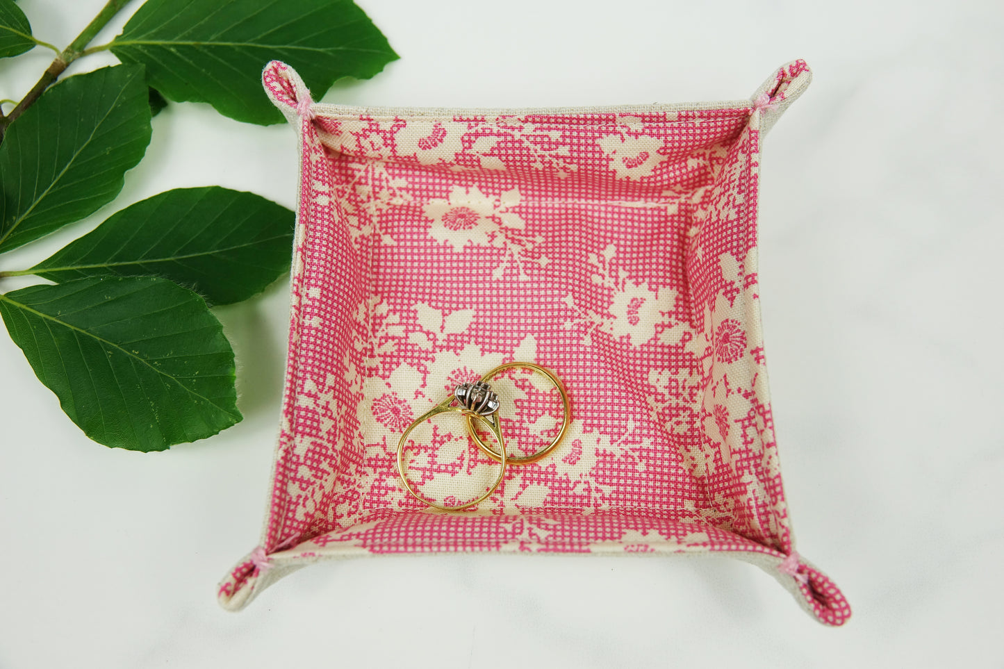 Pink Floral Fabric Tray