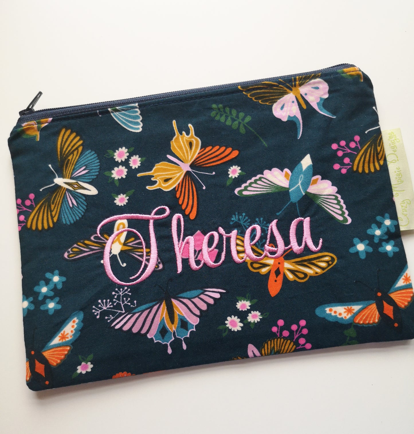 Blue Butterfly Makeup Bag