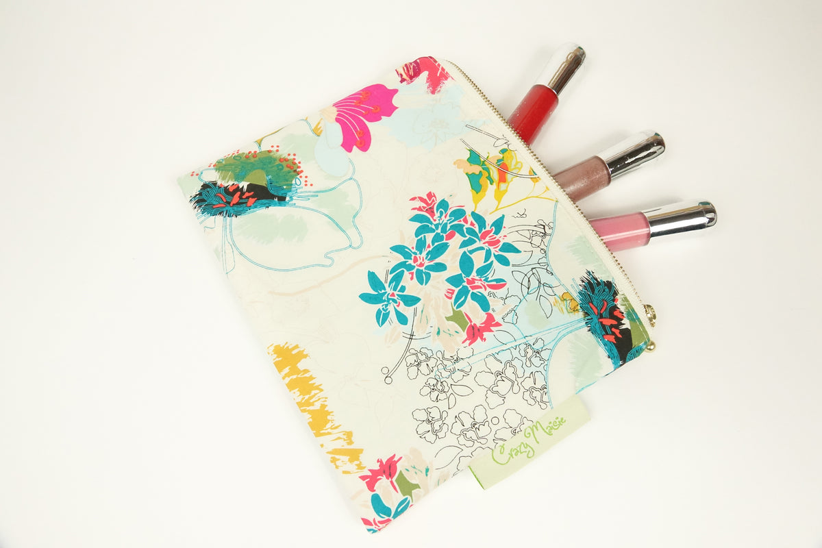 White Floral Makeup bag