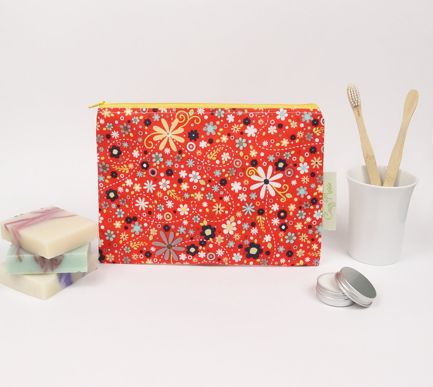 Red Daisy Makeup Bag