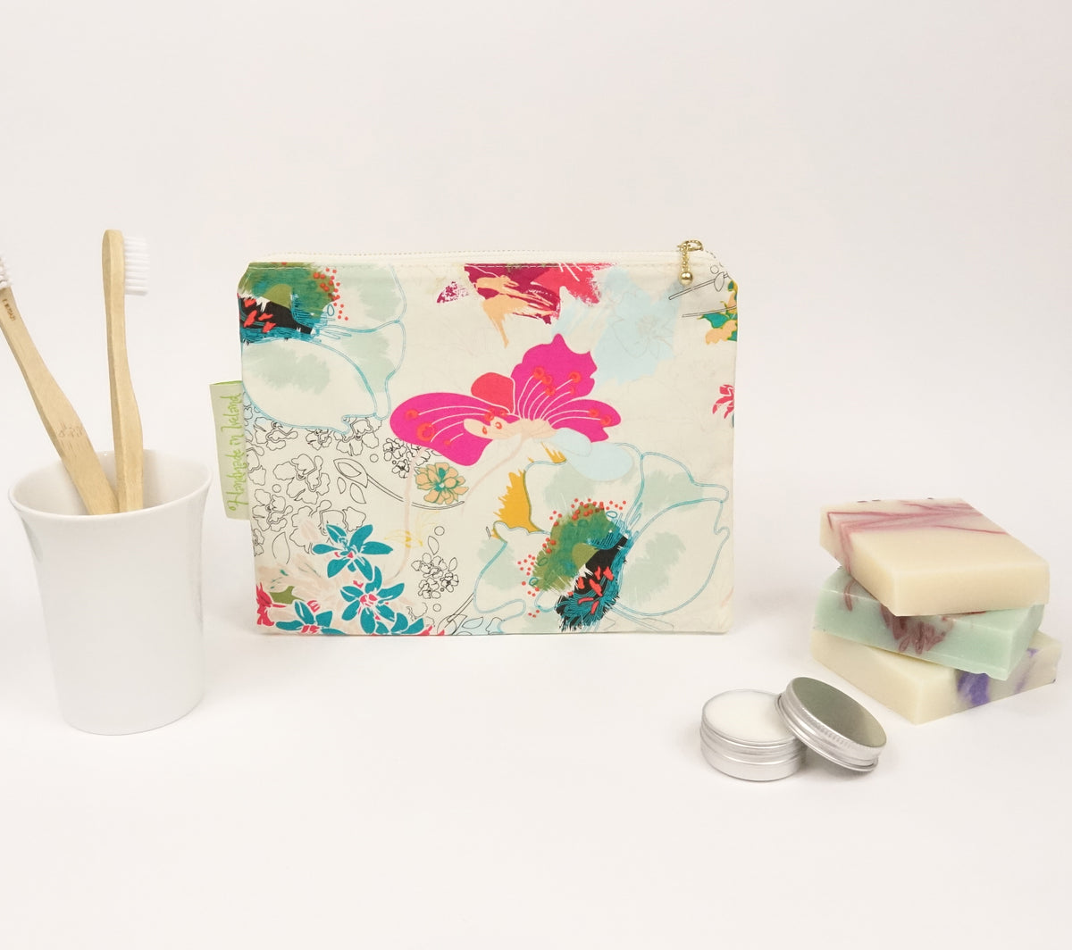 White Floral Makeup bag