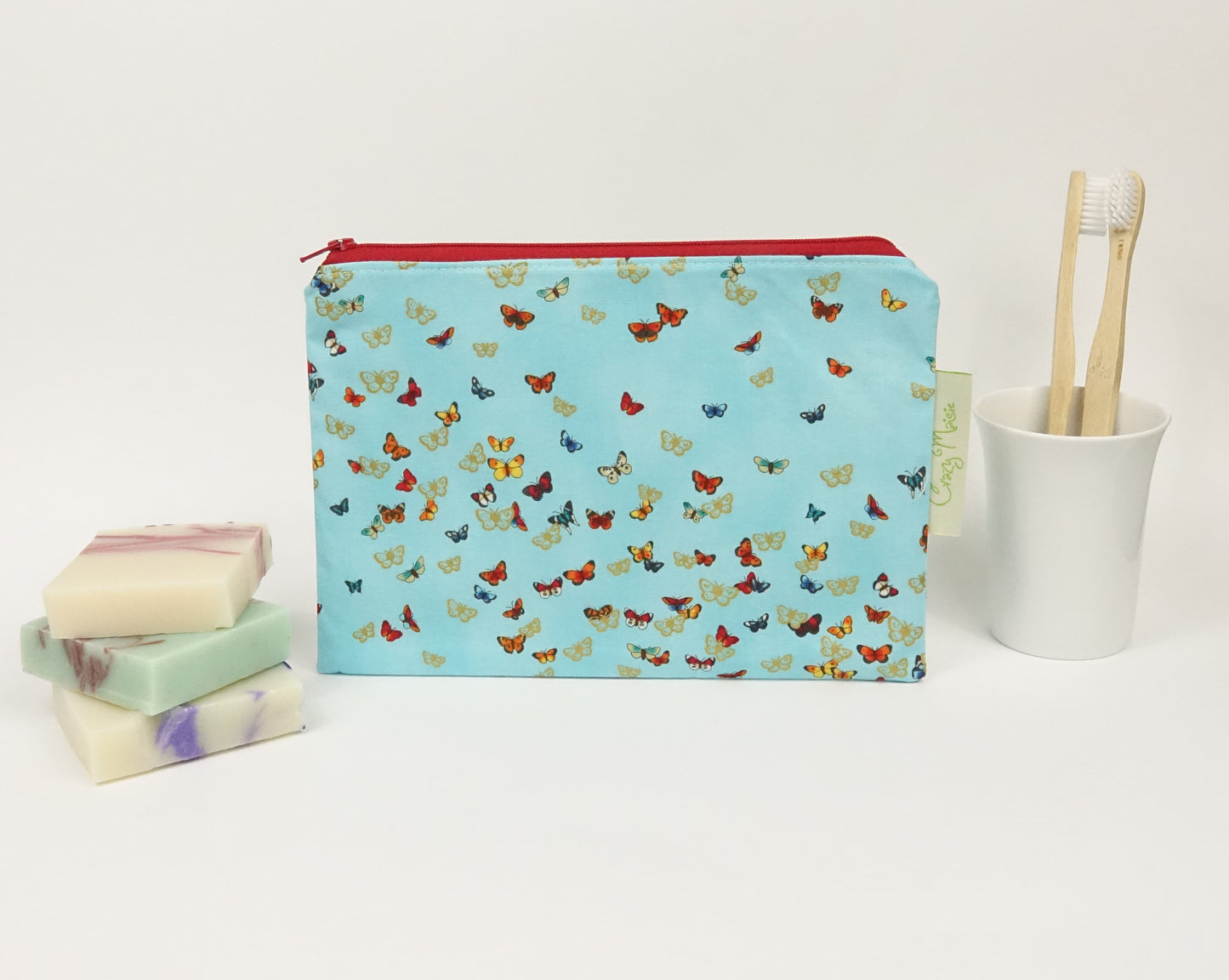 Blue Butterfly Makeup Bag