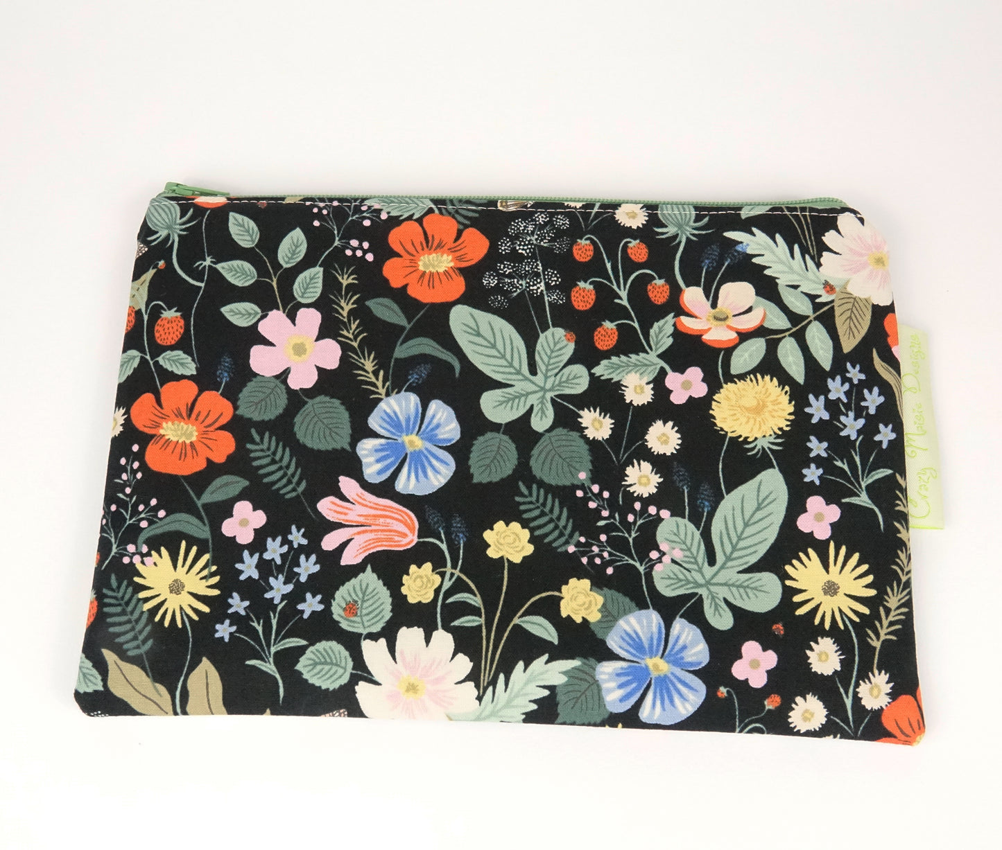 Black Strawberry Fields Makeup Bag