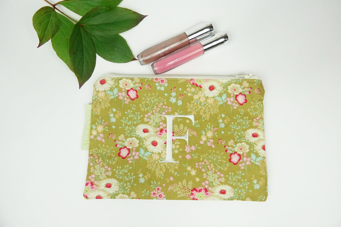 Personalised Olive Makeup Bag