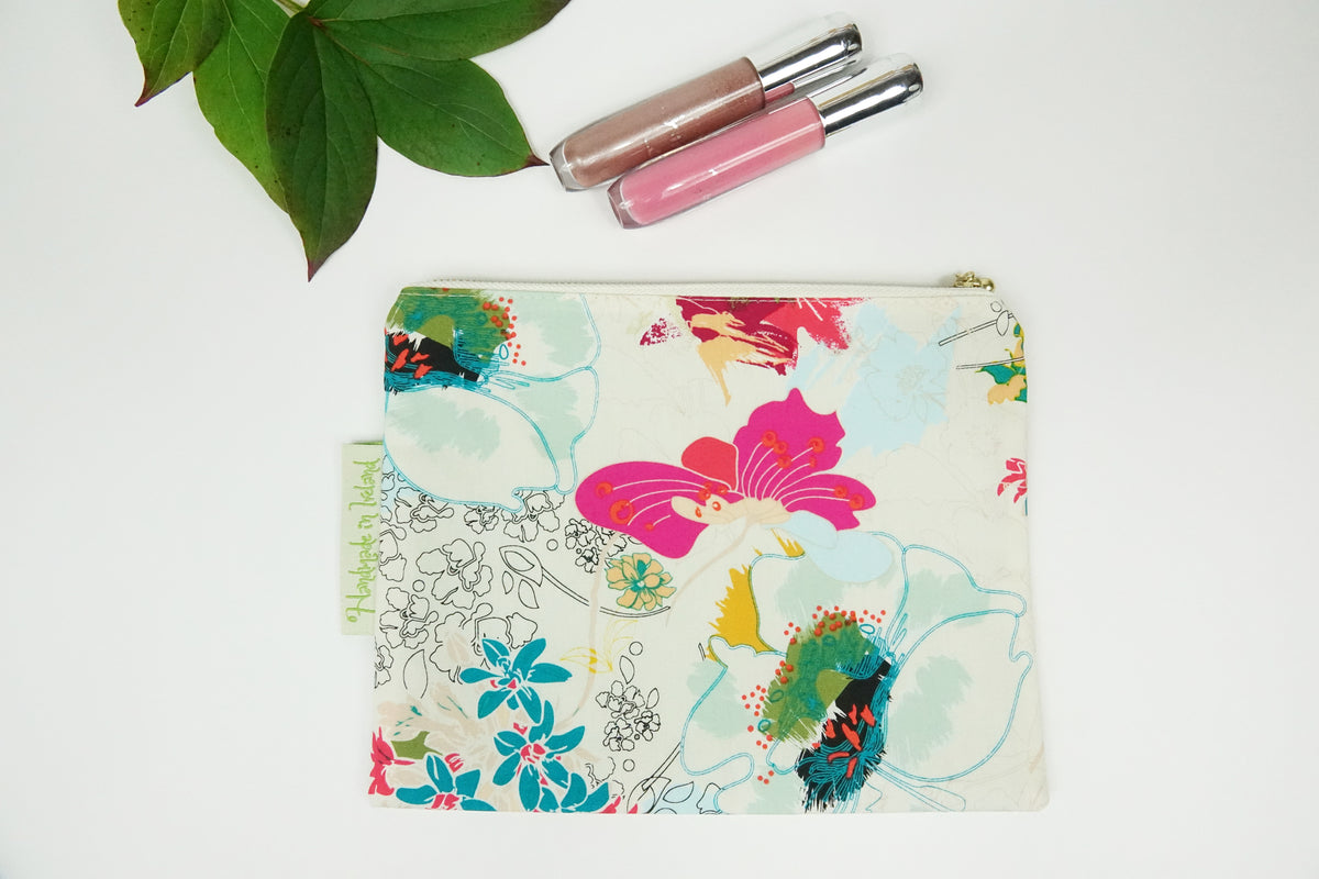 White Floral Makeup bag
