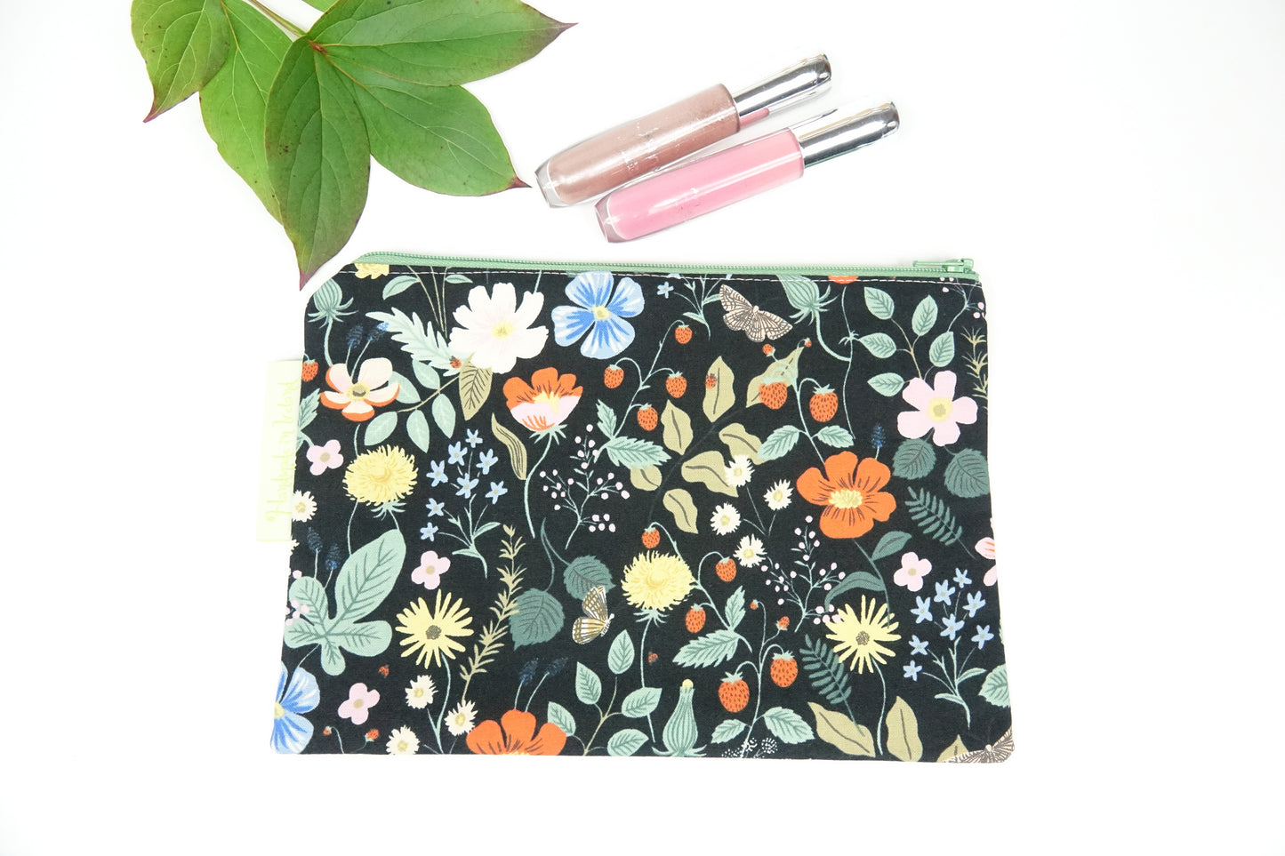 Black Strawberry Fields Makeup Bag