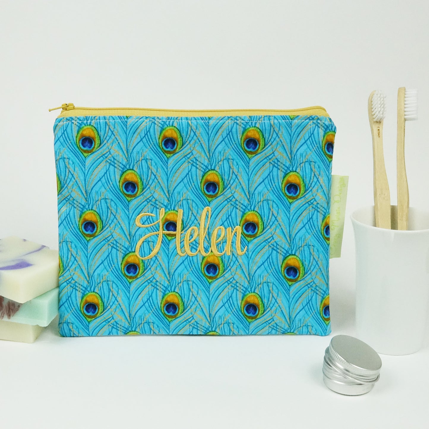 Peacock Feather Makeup Bag