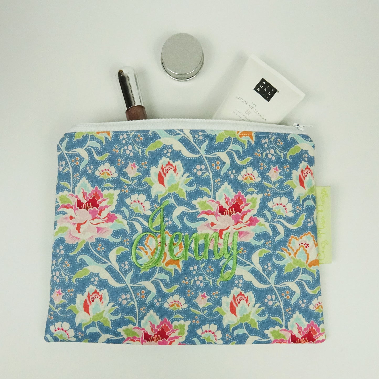 Circus Rose Blue Makeup Bag